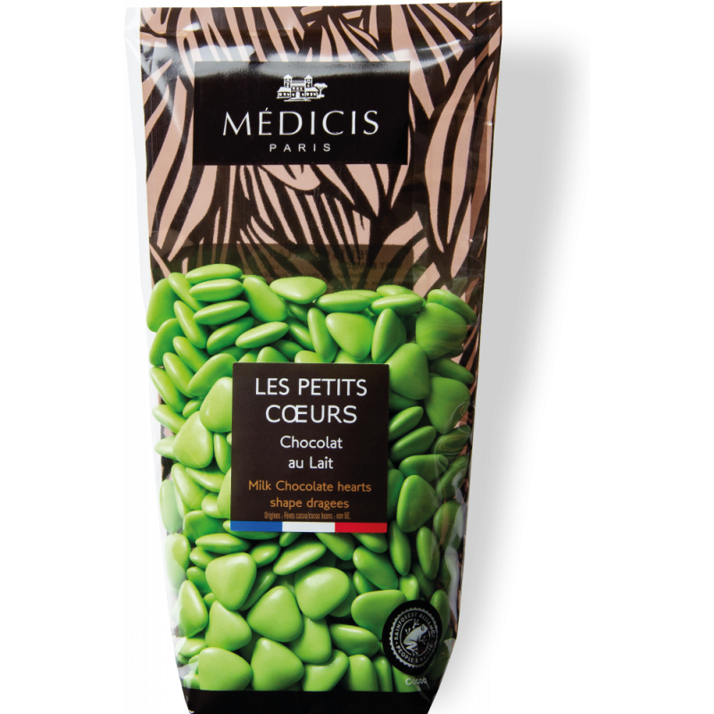 Sachet Dragées Petits coeurs Vert Bambou 250 g