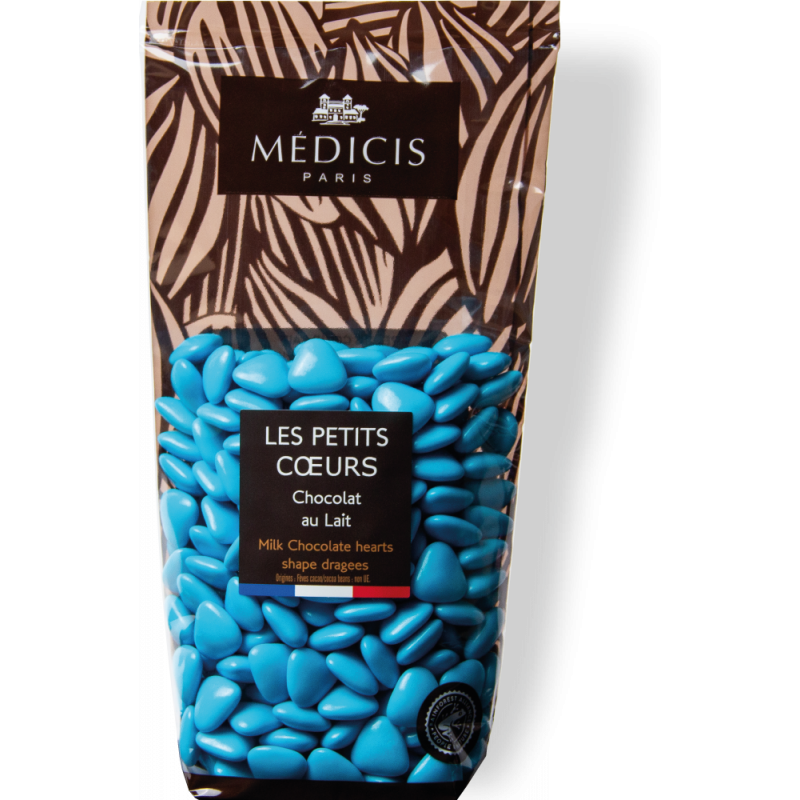 Sachet Dragées Petits coeurs Bleu Turquoise 250 g