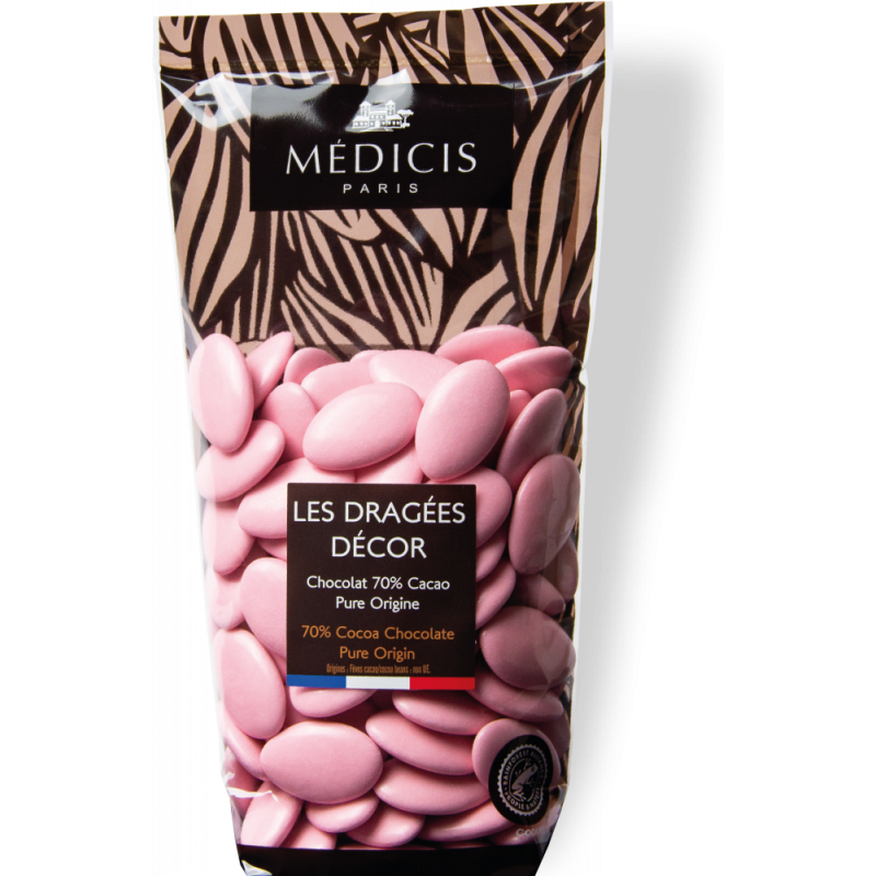 Sachet Dragées Décor Laqué Rose 250 g