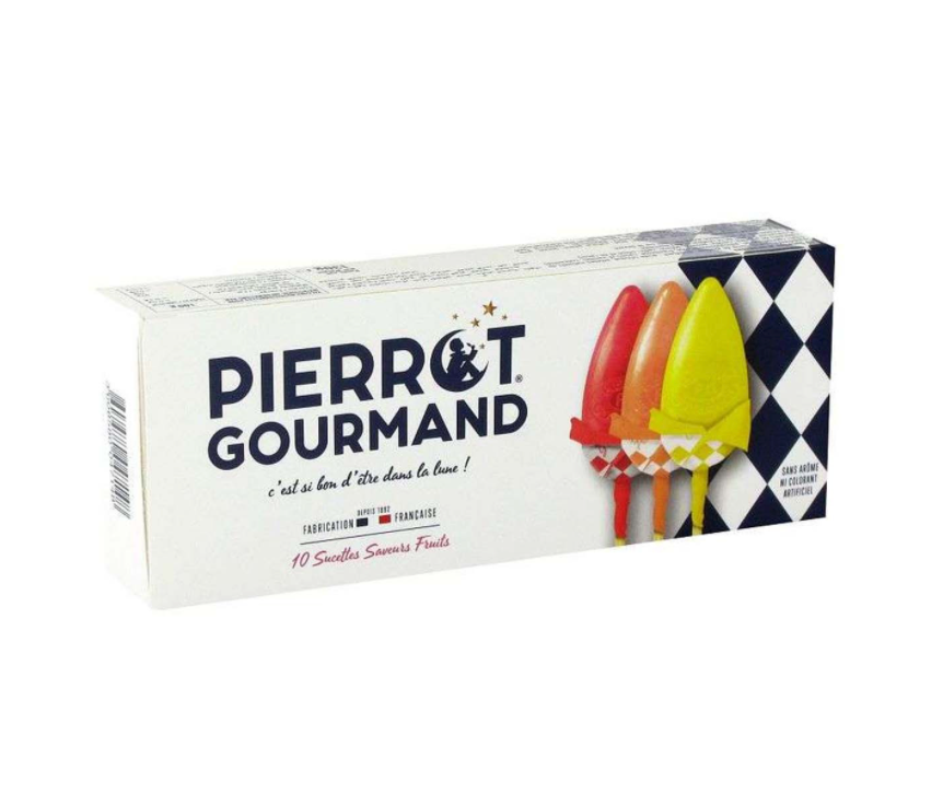 Etui de 10 sucettes Pierrot Gourmand aromatisées au fruits