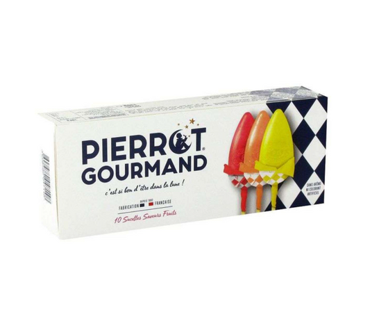 Etui de 10 sucettes "Fer de Lance" Pierrot Gourmand aromatisées au fruits 130 g