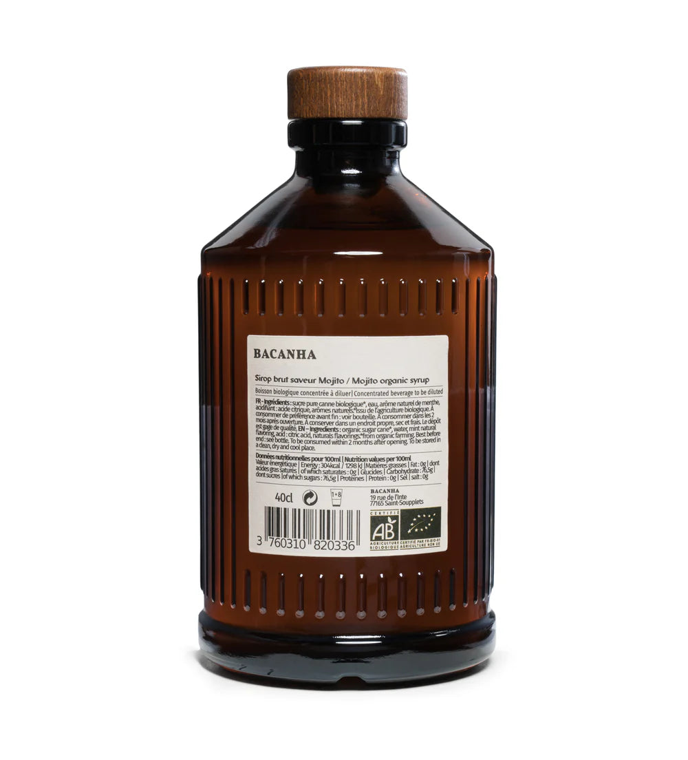 Bouteille de sirop brut MOJITO BIO