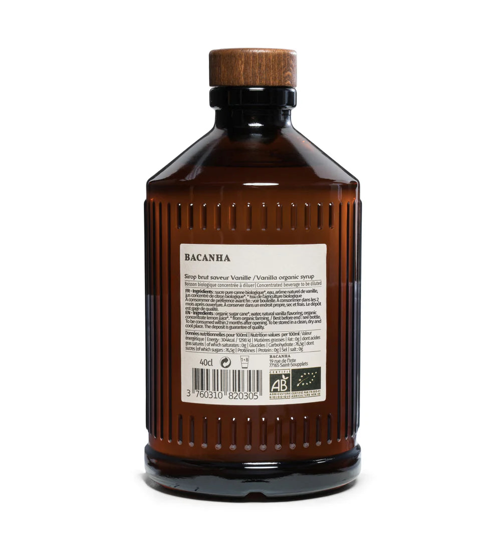 Bouteille de sirop brut VANILLE BIO