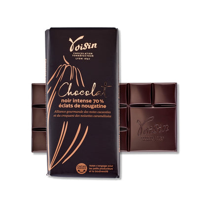 Chocolat VOISIN NOIR INTENSE 70 % ECLATS DE NOUGATINE